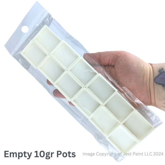 Empty 10gr Containers for Split Cake Palettes - White Set of 12 Pots