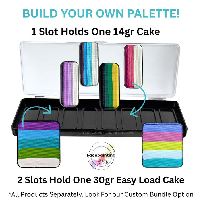 Facepainting Hub | Empty OneStroke / Easy Load Case - Black Palette with 8 SLOTS (pots NOT included)