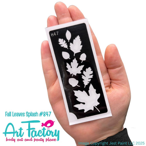 Art Factory | Glitter Tattoo Stencil - (847) Fall Leaves Splash - 5 Pack - #79