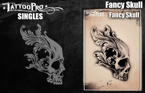 Tattoo Pro  | Body Painting Stencil - SINGLES Fancy Skull - S123