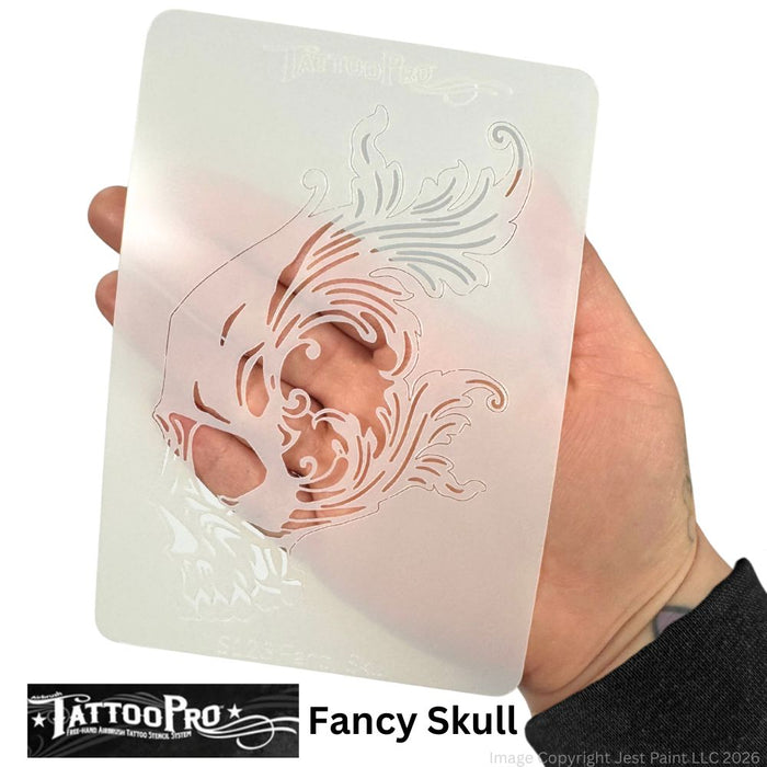 Tattoo Pro  | Body Painting Stencil - SINGLES Fancy Skull - S123
