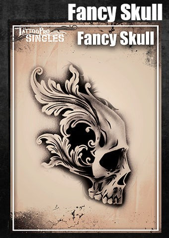 Tattoo Pro  | Body Painting Stencil - SINGLES Fancy Skull - S123