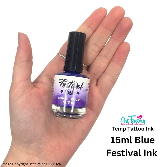 Art Factory | Alcohol Based Temporary Tattoo Ink - FESTIVAL INK - BLUE 15ml Bottle