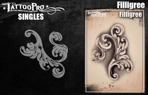 Tattoo Pro  | Body Painting Stencil - SINGLES Filigree - S115
