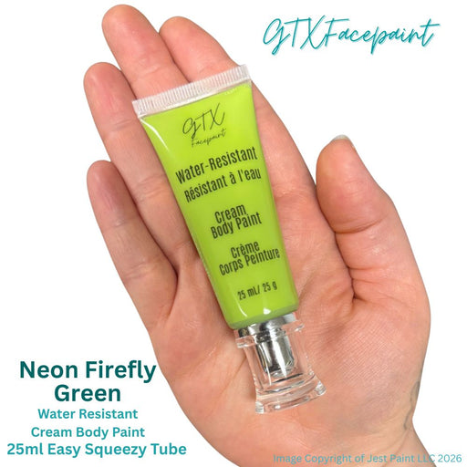 GTX Paint | Silicone Based Water Resistant Cream - Neon Firefly Green  25ml Easy Squeezy Tube (SFX - Non Cosmetic)