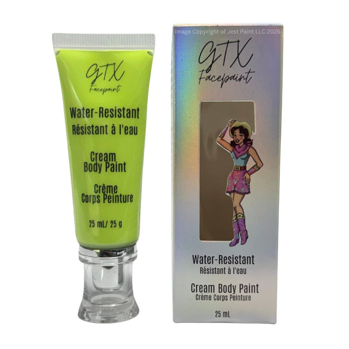 GTX Paint | Silicone Based Water Resistant Cream - Neon Firefly Green  25ml Easy Squeezy Tube (SFX - Non Cosmetic)