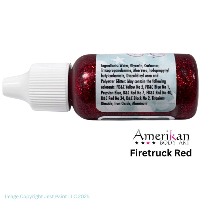 Amerikan Body Art | LIQUID BLING Face Painting Glitter Gel - Firetruck Red  1/2oz   #3