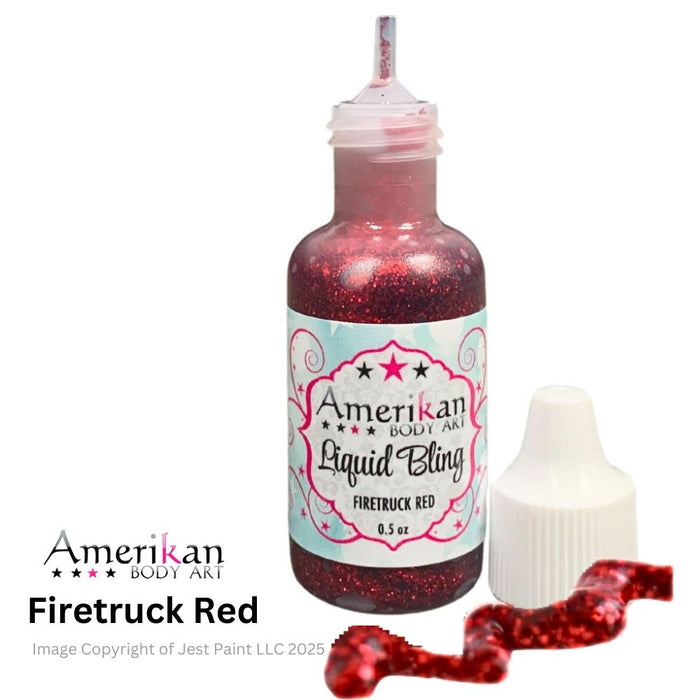 Amerikan Body Art | LIQUID BLING Face Painting Glitter Gel - Firetruck Red  1/2oz   #3