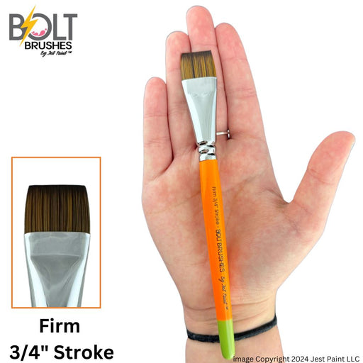 BOLT Face Painting Brushes by Jest Paint - NEW Pointed Handle - FIRM 3/4" Stroke