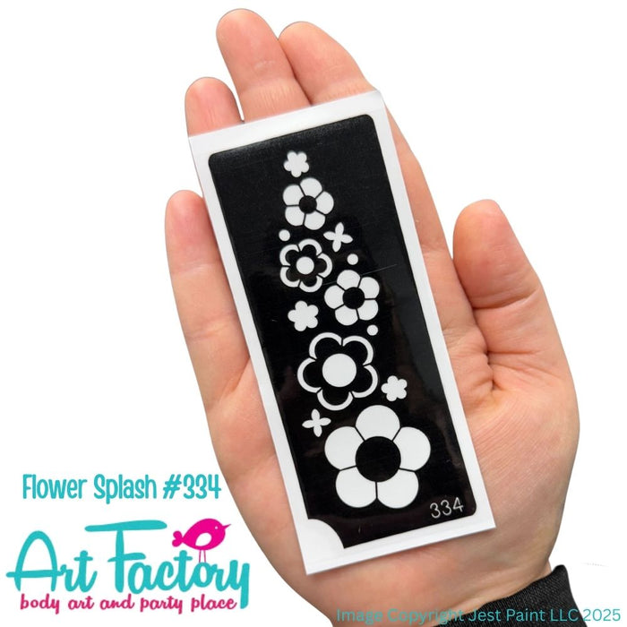 Art Factory | Glitter Tattoo Stencil - (334) Flower Splash - 5 Pack - #70