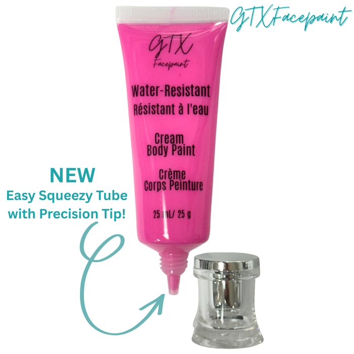 GTX Face Paint | Silicone Based Water Resistant Cream - Fruit Punch Pink - 25ml Easy Squeezy Tube