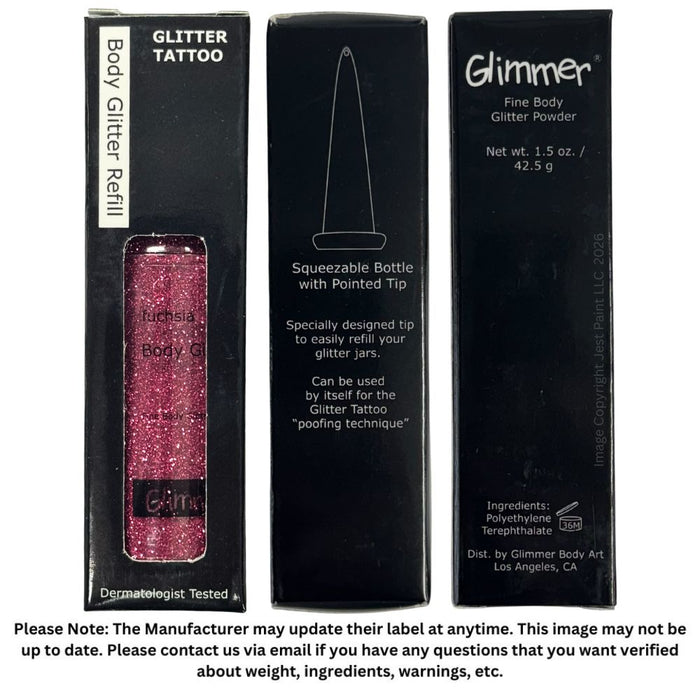 Glimmer Body Art Face Paint Glitter Refill Bottle - Fuchsia - 1.5oz