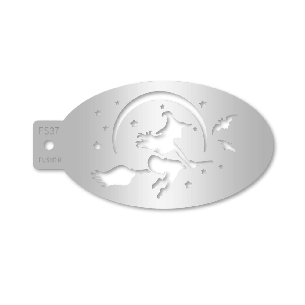 Fusion Body Art Face Painting Stencil Witch & Broomstick FS37