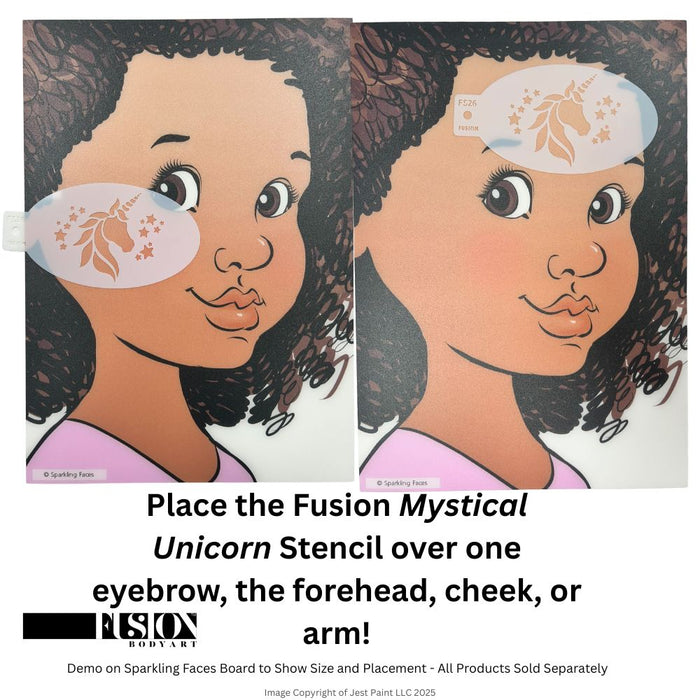 Fusion Body Art | Face Painting Stencil - Mystical Unicorn FS26