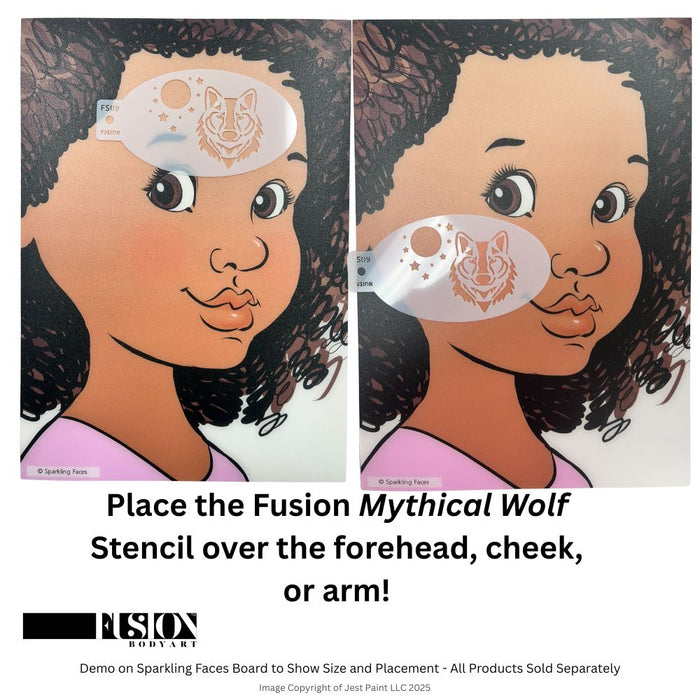 Fusion Body Art | Face Painting Stencil - Mythical Wolf FS09