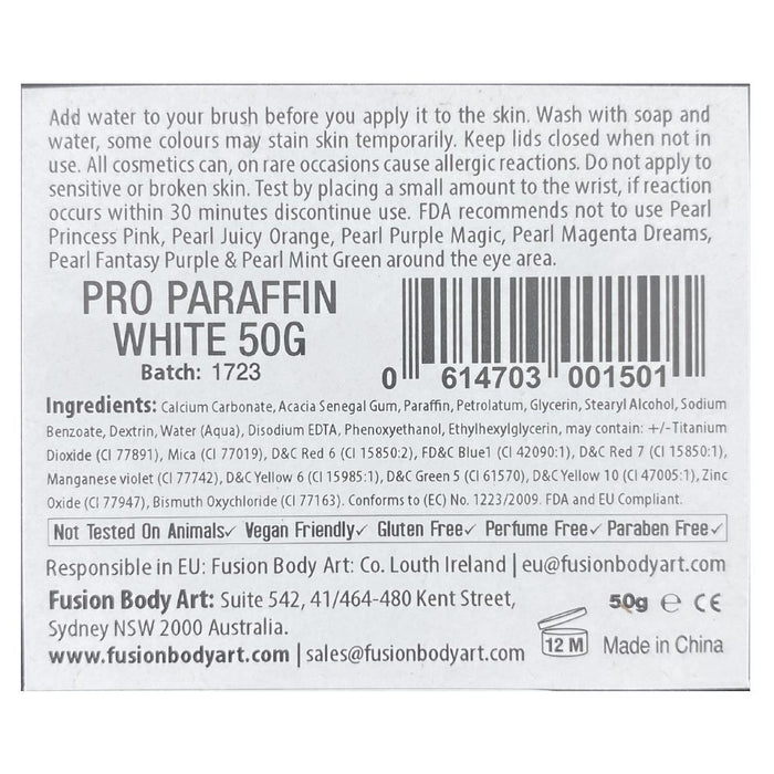 Fusion Body Art Face Paint | Prime  PRO Paraffin White 50gr