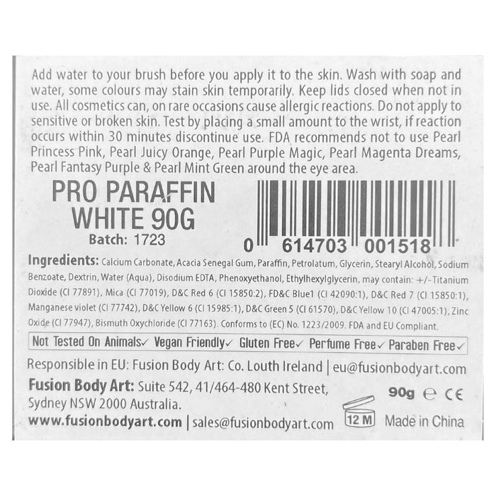 Fusion Body Art Face Paint | Prime   PRO Paraffin White 90gr