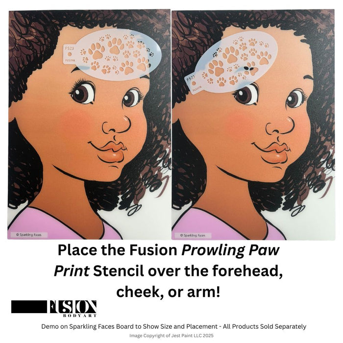 Fusion Body Art | Face Painting Stencil - Prowling Paw Print FS23