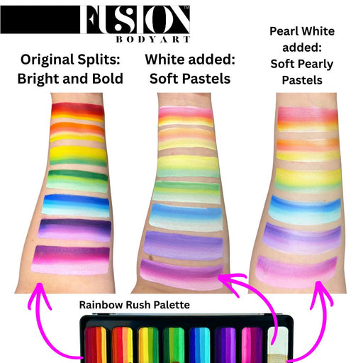 Fusion Body Art | Face Painting Palette | Thin Strokes - RAINBOW RUSH  (8 x 14gr)