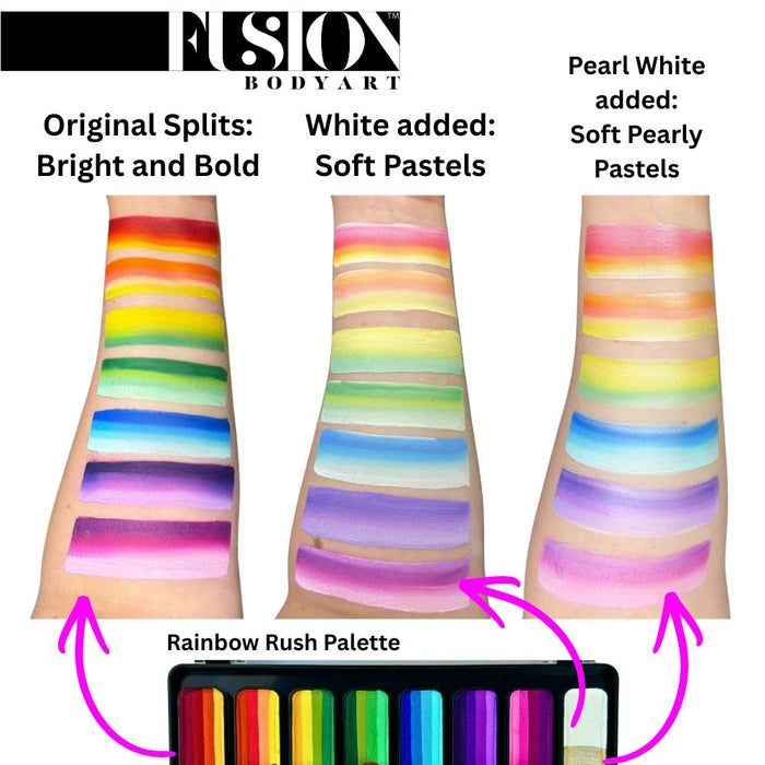 Fusion Body Art | Face Painting Palette | Thin Strokes - RAINBOW RUSH  (8 x 14gr)