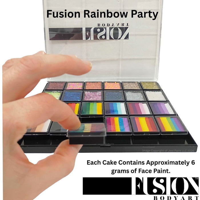 Fusion Body Art | Face Painting and Glitter Palette - 12 Split Cakes & 12 Glitter Creams -  Rainbow Party