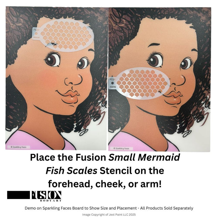Fusion Body Art | Face Painting Stencil - Small Mermaid Fish Scales FS24