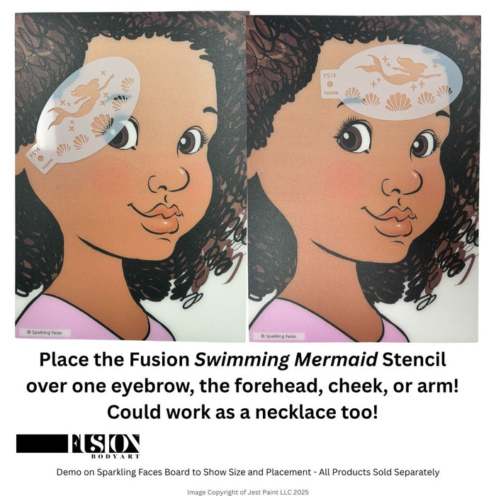 Fusion Body Art | Face Painting Stencil - Swimming Mermaid FS14