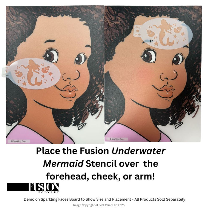 Fusion Body Art | Face Painting Stencil - Underwater Mermaid FS13
