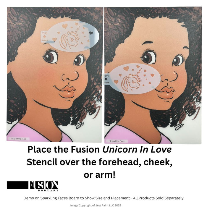 Fusion Body Art | Face Painting Stencil - Unicorn In Love FS04