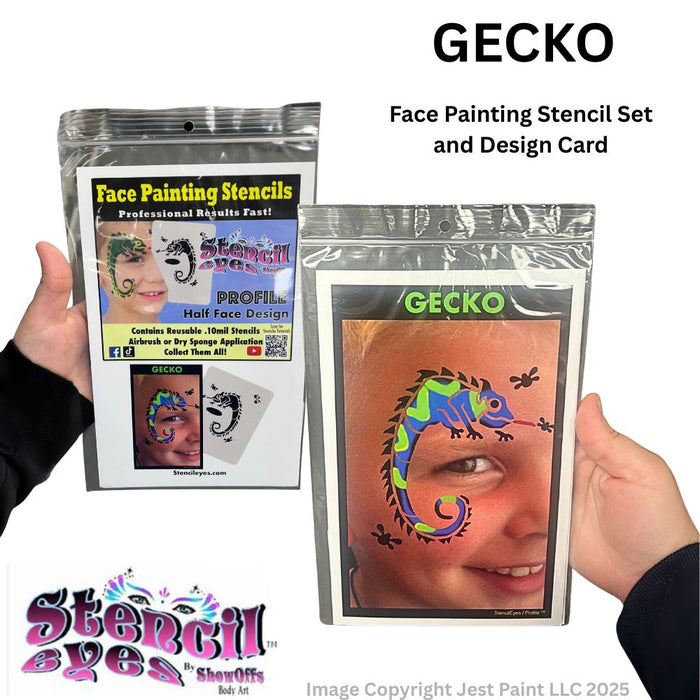 Stencil Eyes / Profiles - Face Painting Stencil - GECKO - One Size Fits Most