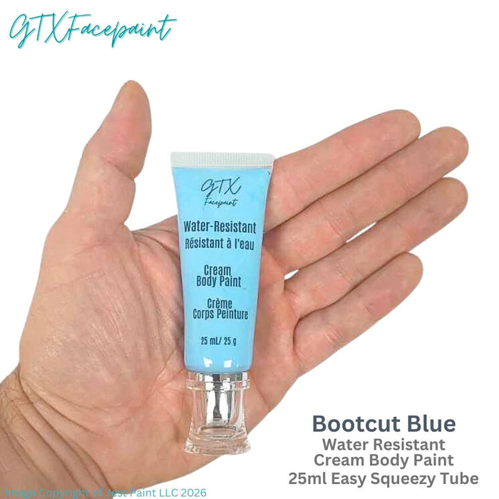 GTX Face Paint | Silicone Based Water Resistant Cream - Bootcut Blue - 25ml Pump Bottle Easy Squeezy Tube