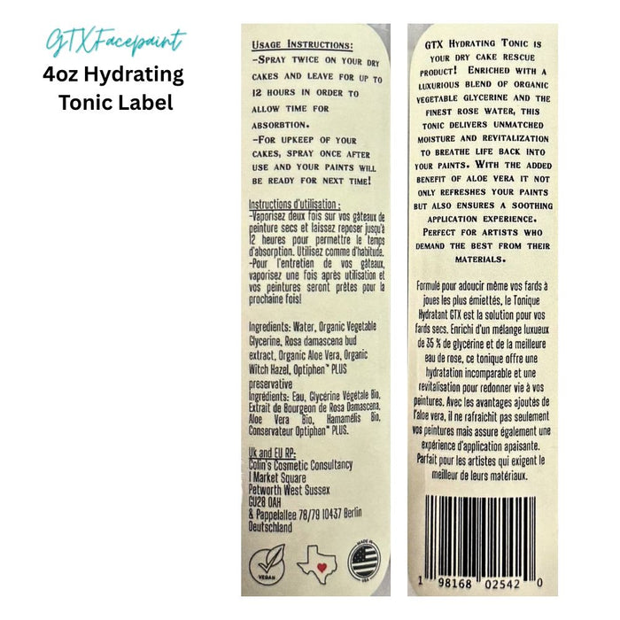 GTX Face Paint | Hydrating Tonic - 4oz Spray Bottle