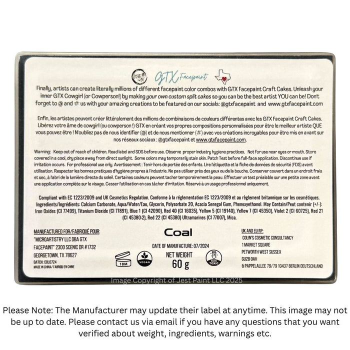 GTX Face Paint | Crafting Cake - Metallic Coal  60gr