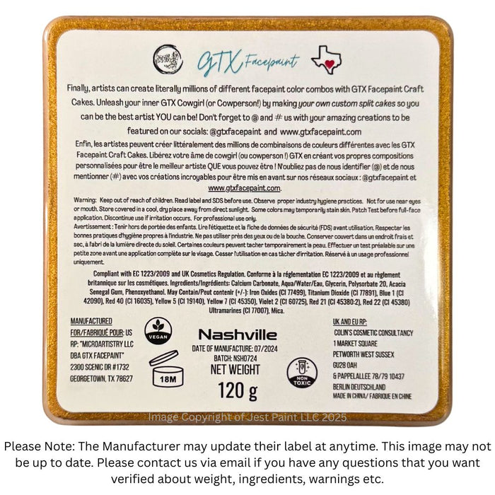 GTX Face Paint | Crafting Cake - Metallic Nashville Gold  120gr