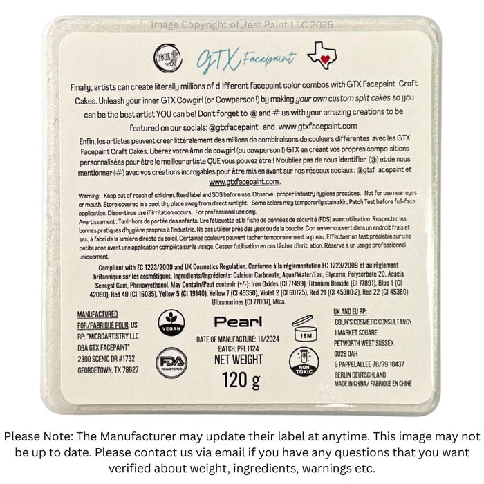 GTX Face Paint | Crafting Cake - Metallic Pearl White  120gr