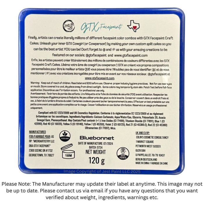 GTX Face Paint | Crafting Cake - Regular Bluebonnet Blue  120gr