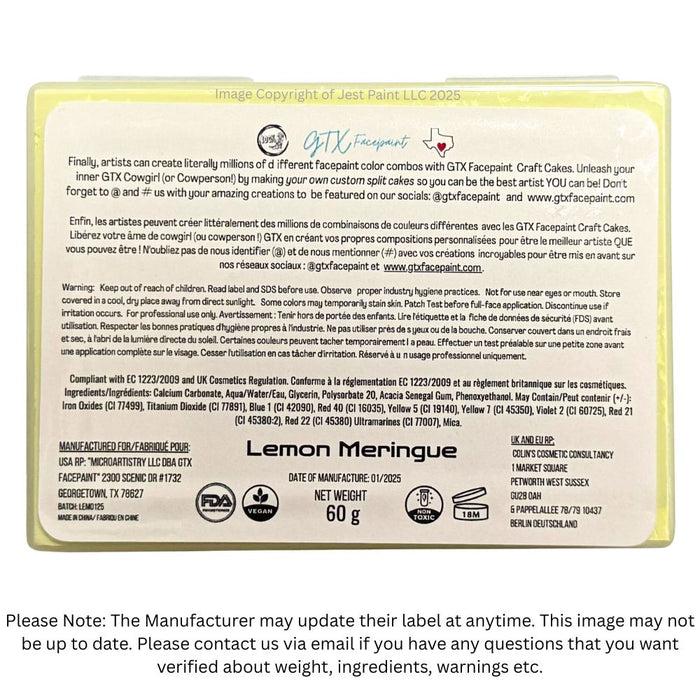 GTX Face Paint | Crafting Cake - Regular Lemon Meringue Yellow 60gr