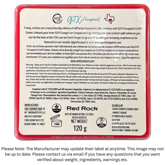 GTX Face Paint | Crafting Cake - Regular  Red Rock  120gr