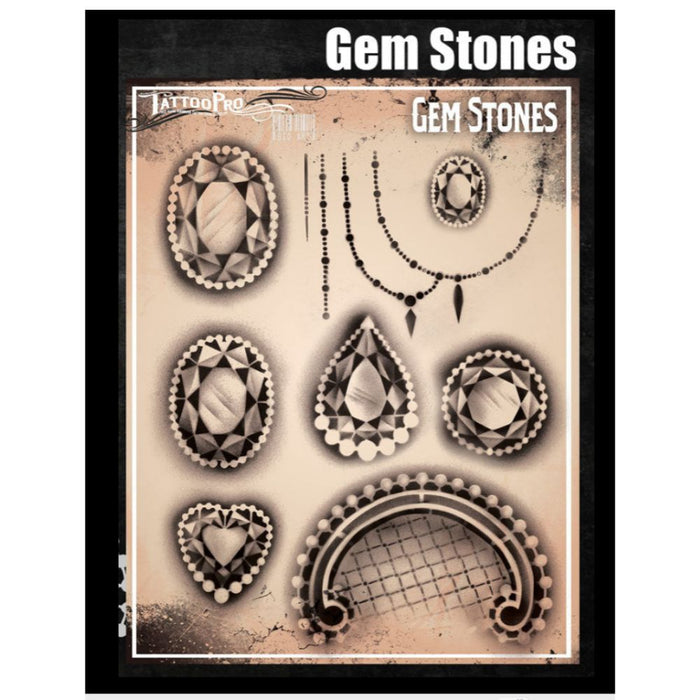 Tattoo Pro 181 | Air Brush Body Painting Stencil - Gemstones