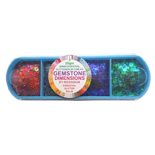 Incendium Arts | Essential Glitter Balm Palette - GEMSTONE DIMENSIONS - 4 Color Power Pack  (25gr - Case Color May Vary)