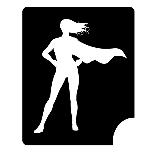 Glitter Tattoo Stencil -  Girl Superhero - 5 Pack   #110