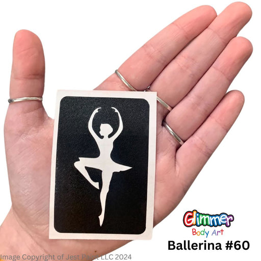Glimmer Body Art |  Triple Layer Glitter Tattoo Stencils - 5 Pack - Ballerina - #60