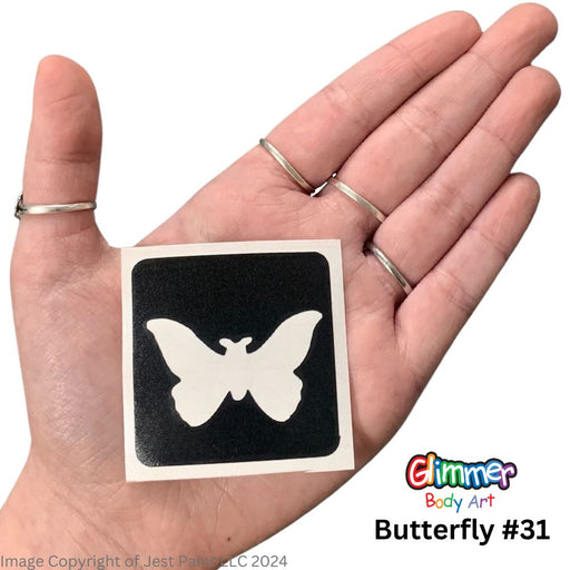 Glimmer Body Art |  Triple Layer Glitter Tattoo Stencils - 5 Pack - Butterfly - #31