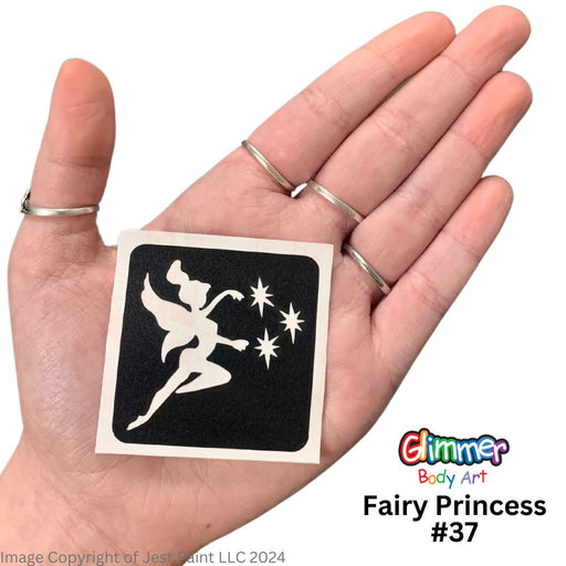 Glimmer Body Art |  Triple Layer Glitter Tattoo Stencils - 5 Pack - Fairy Princess - #37