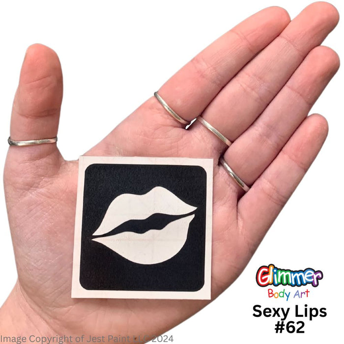 Glimmer Body Art |  Triple Layer Glitter Tattoo Stencils - 5 Pack - Sexy Lips - #62