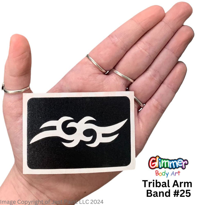 Glimmer Body Art |  Triple Layer Glitter Tattoo Stencils - 5 Pack - Tribal Arm Band - #25