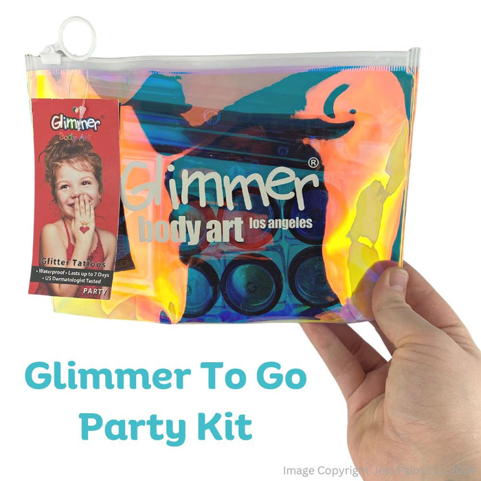 Glimmer Body Art | PARTY Glitter Tattoo Kit with 15 Stencils (Varying Colors of Glitter)