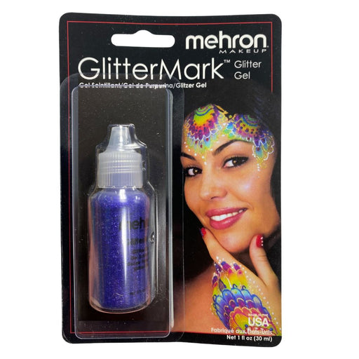 Face Painting Glitter Gel - Mehron GlitterMark - Mardi Gras Purple w/ Dropper Tip    #21