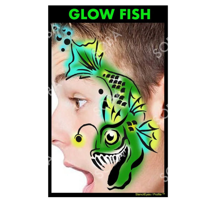Stencil Eyes / Profiles - Face Painting Stencil - Glow Fish