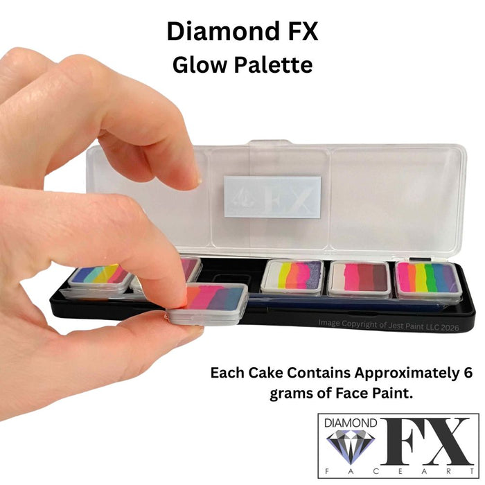 Diamond FX Paint | 6 x 6gr  Split Cake Palette - Neon / Metallic / Matte Colors - GLOW (SFX - Non Cosmetic)